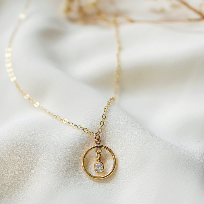 Circle CZ Drop Necklace